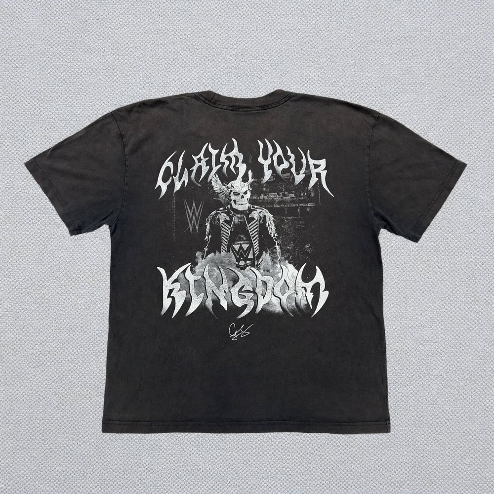 Hollister WWE Cody Rhodes Claim Your Kingdom Boxy Tee Mens M Washed Black Skull
